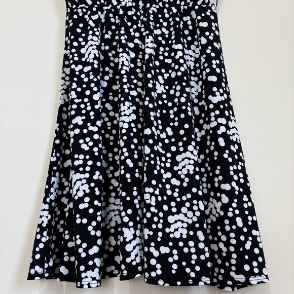Chetta B Faux Wrap V Neck short sleeve black white A-line Dress size M - Picture 15 of 16